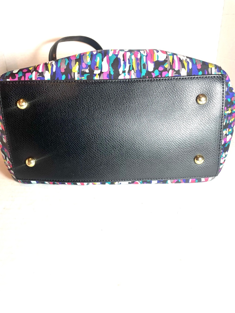 Vera Bradley Ella Tote Colorful Abstract Print Water-Resistant Bag Leather Trim - Picture 7 of 16